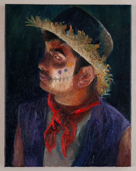 Portrait with Strawhat, 2026, Oil on Canvas, 11"x14"
