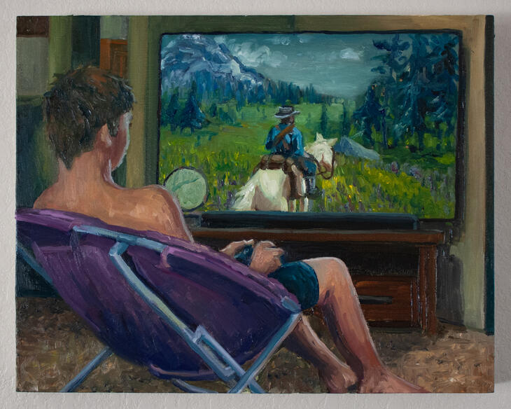 Everyday Red Dead, 2026, Oil on Panel, 14" x 11"