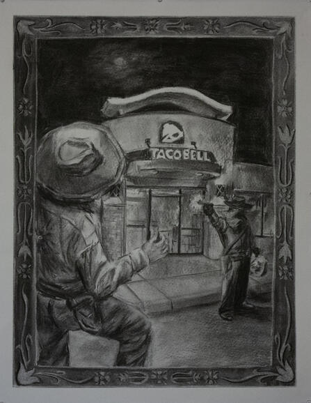 Baja Blast, 2026, Charcoal, 18" x 23"