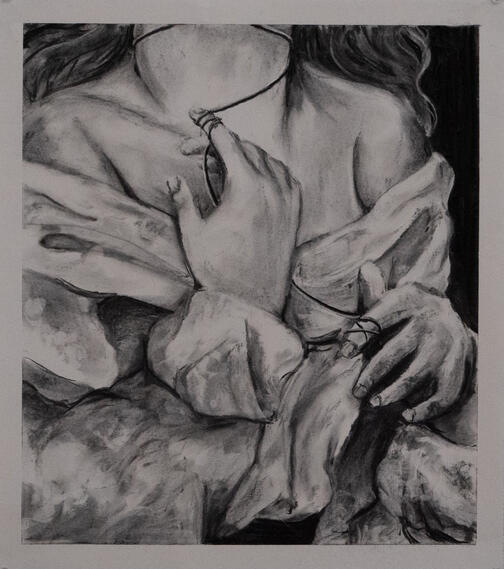 Loose Thread, 2025, Charcoal, 18" x 21"